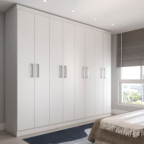 Guarda-Roupa Casal Ela e Ele 8 Portas 8 Prateleiras Malbec Branco Fosco - Panorama Móveis