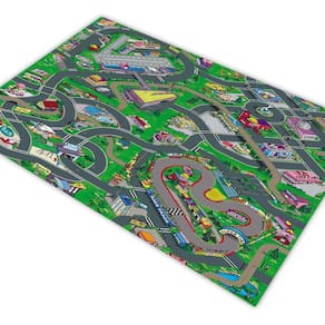 Tapete Pista Para Carrinhos Cidade Trilhos 140X100Cm