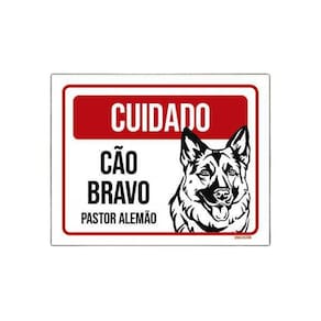 Placa Cuidado Cão Cachorro Bravo Pastor Alemão 18X23