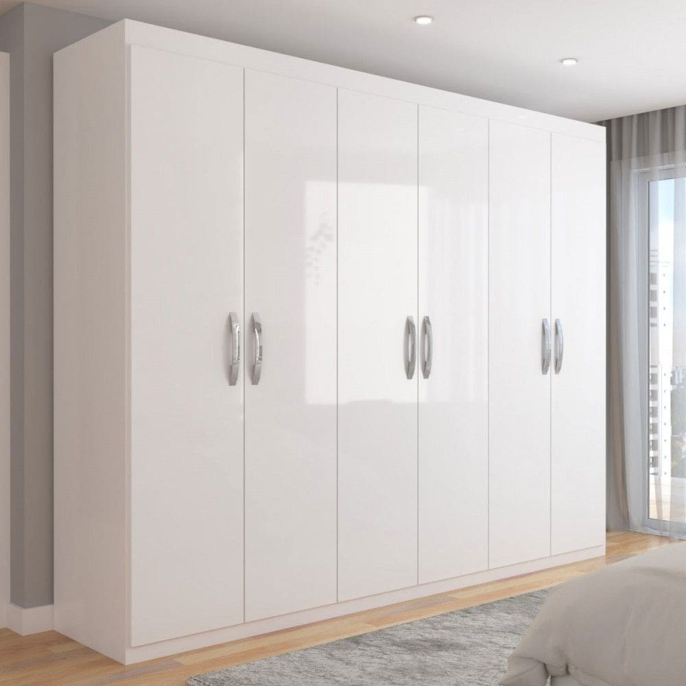 Guarda-Roupa Casal Capela 6 Portas 2 Gavetas Branco - Panorama Móveis