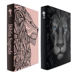 Kit Bíblias Leão Grafite e Leão Rosa - NTLH - Capa Dura.