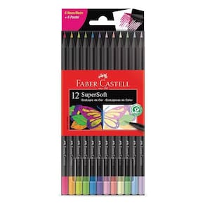 Lápis de Cor Ecolápis Supersoft 120712SOFTNP 12 Cores Neon e Pastel - Faber Castell