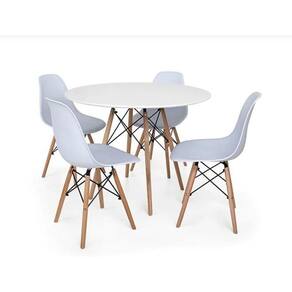 Conjunto De Jantar Mesa Eiffel 90Cm Branca + 4 Cadeiras Eiff