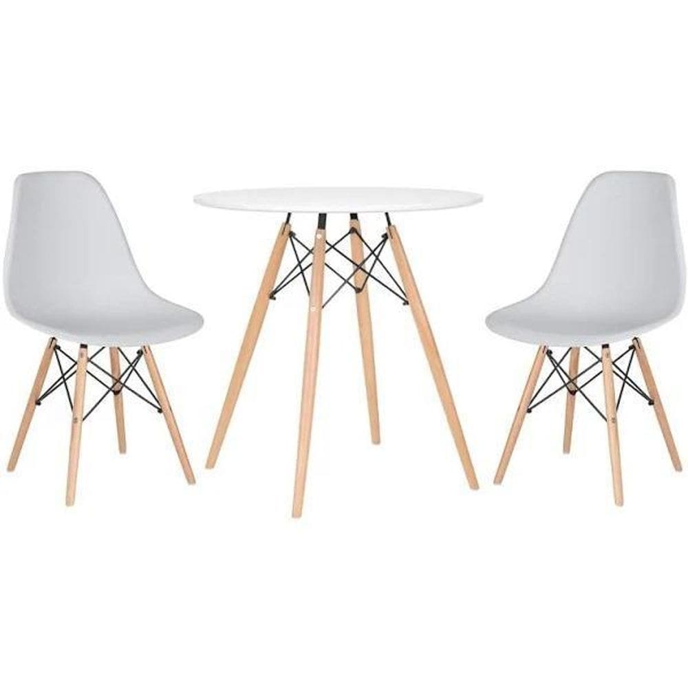 Kit Mesa Jantar Eiffel 80Cm Branca + 2 Cadeiras Charles Eame