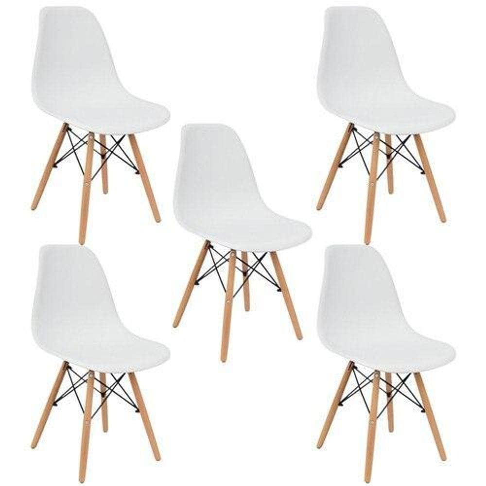Kit 5 Cadeiras Charles Eames Eiffel Wood Sala De Jantar Coz