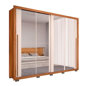 Guarda-Roupa Casal com 4 Espelhos Praticus 2 PT 4 GV Freijó e Off White