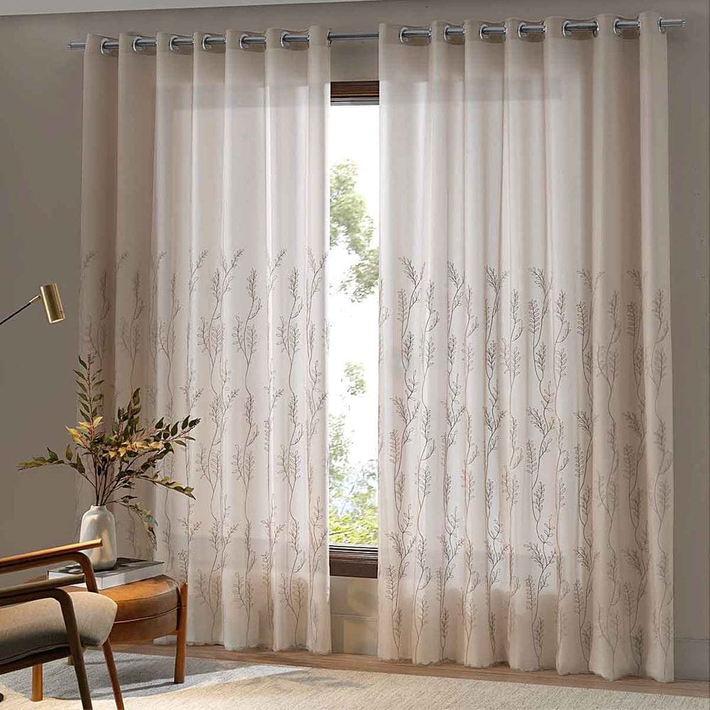 Cortina Blackout Quarto Pratika Bordada 4,20 x 2,50 Areia Corta Luz PVC Bella Janela