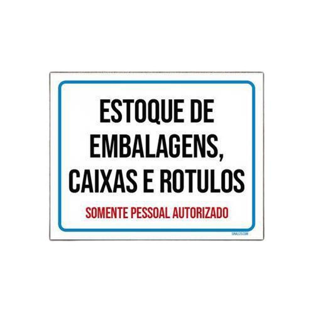 Placa Estoque Embalagens Caixas Rótulos 18x23cm 10un