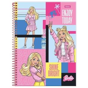 Caderno Barbie Capa Dura Espiral 1 Matéria 80 Folhas Escolar