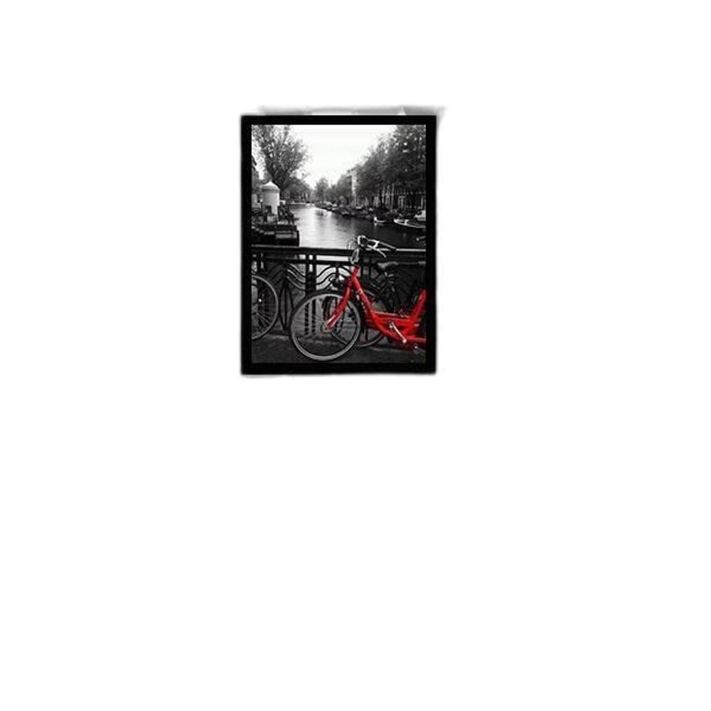 Quadro Fotografia Ponte Com Bicicleta Vermelha 24X18Cm
