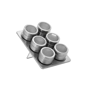 Porta Condimentos Aço Inox Suporte Imã 6 Peças - Mimo Style