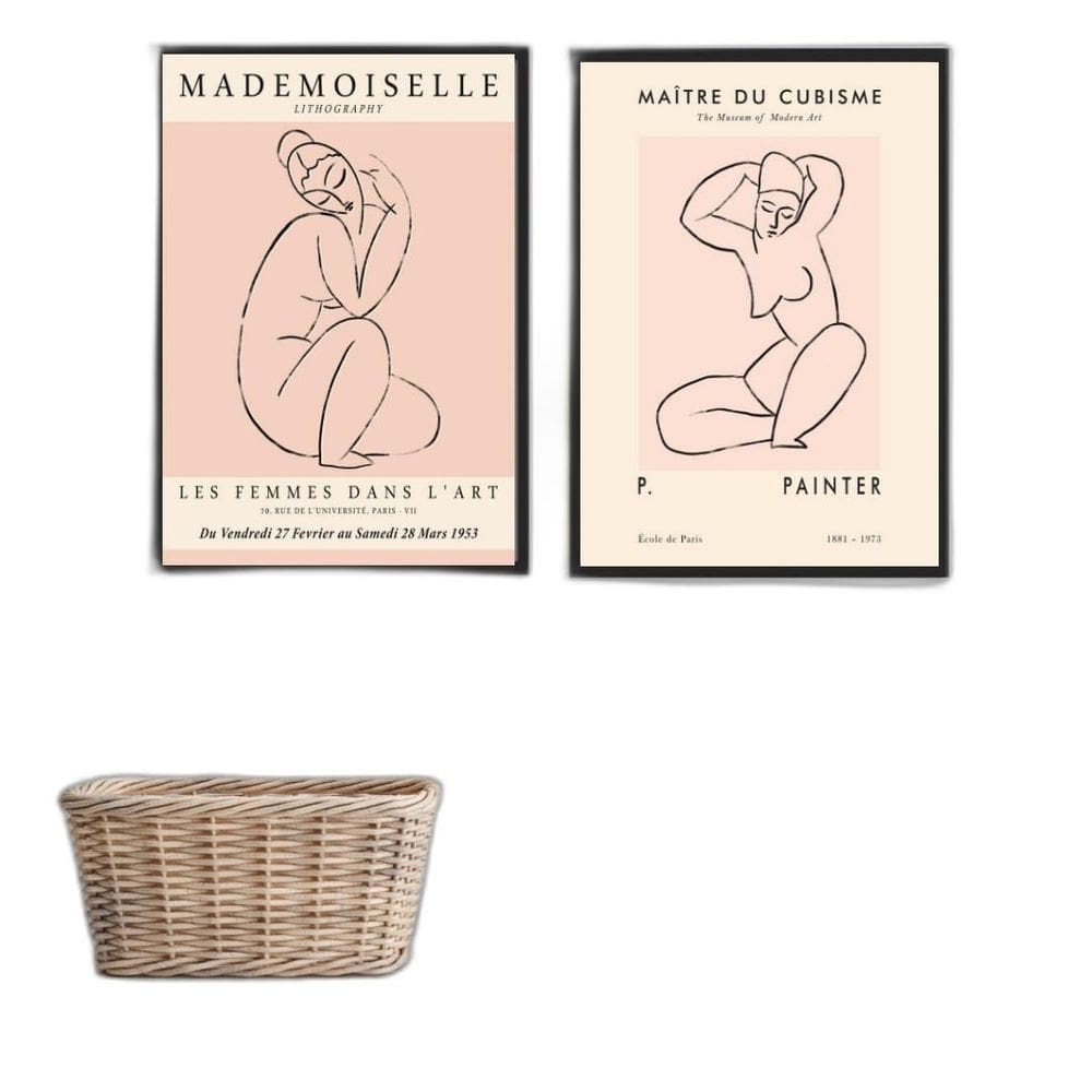 Kit 2 Quadros Matisse Mulheres Rosa 33X24Cm