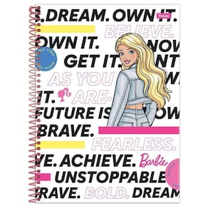Caderno Barbie Capa Dura Espiral 1 Matéria 80 Folhas Escolar