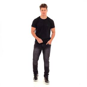 Calça Masculina Jeans Skinny Manchada Preta