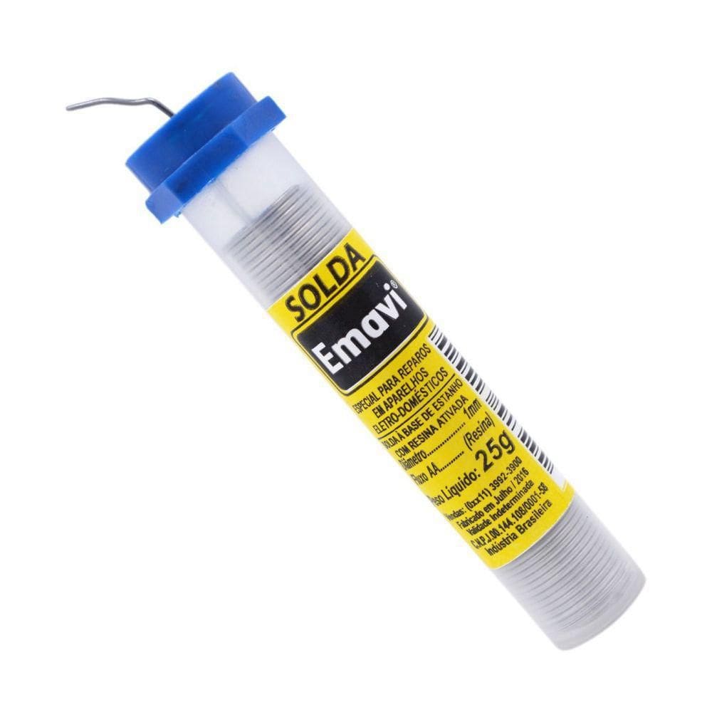 Fio de Estanho para Solda 25g 1mm Emavi 6SK Eda Ferramentas