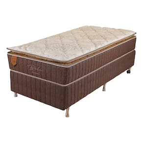 Cama Box Solteiro King (Box + Colchão) 96X203X63 Bali Prorelax Molas Ensacadas Pillow Top Turn Free - Marrom
