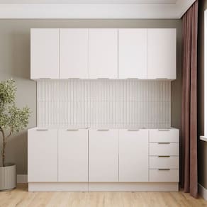 Cozinha Modulada 4 Peças sem Tampo com Rodapé 2 Aéreos e 2 Balcões Ipanema Cabecasa Madeiramadeira Branco
