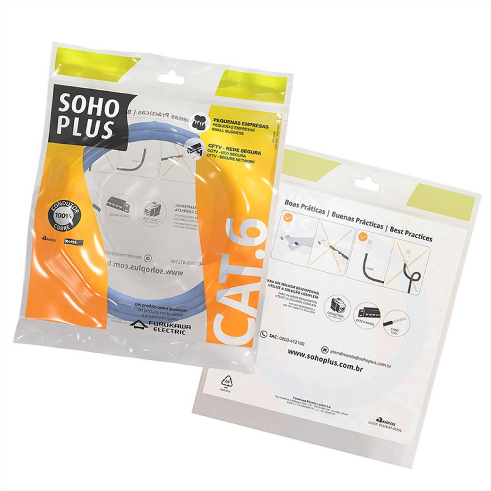 Patch Cord Cat.6 Sohoplus Furukawa Azul Claro 1,5M