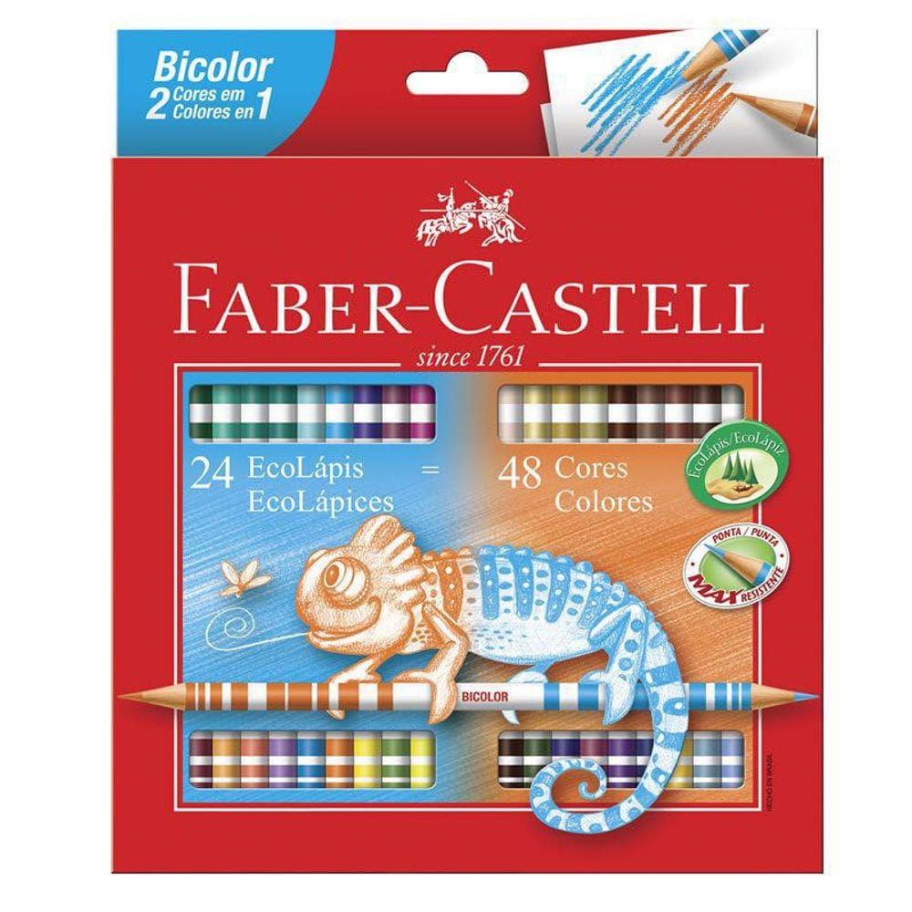 Ecolápis De Cor Faber Castell Bicolor 48 Cores