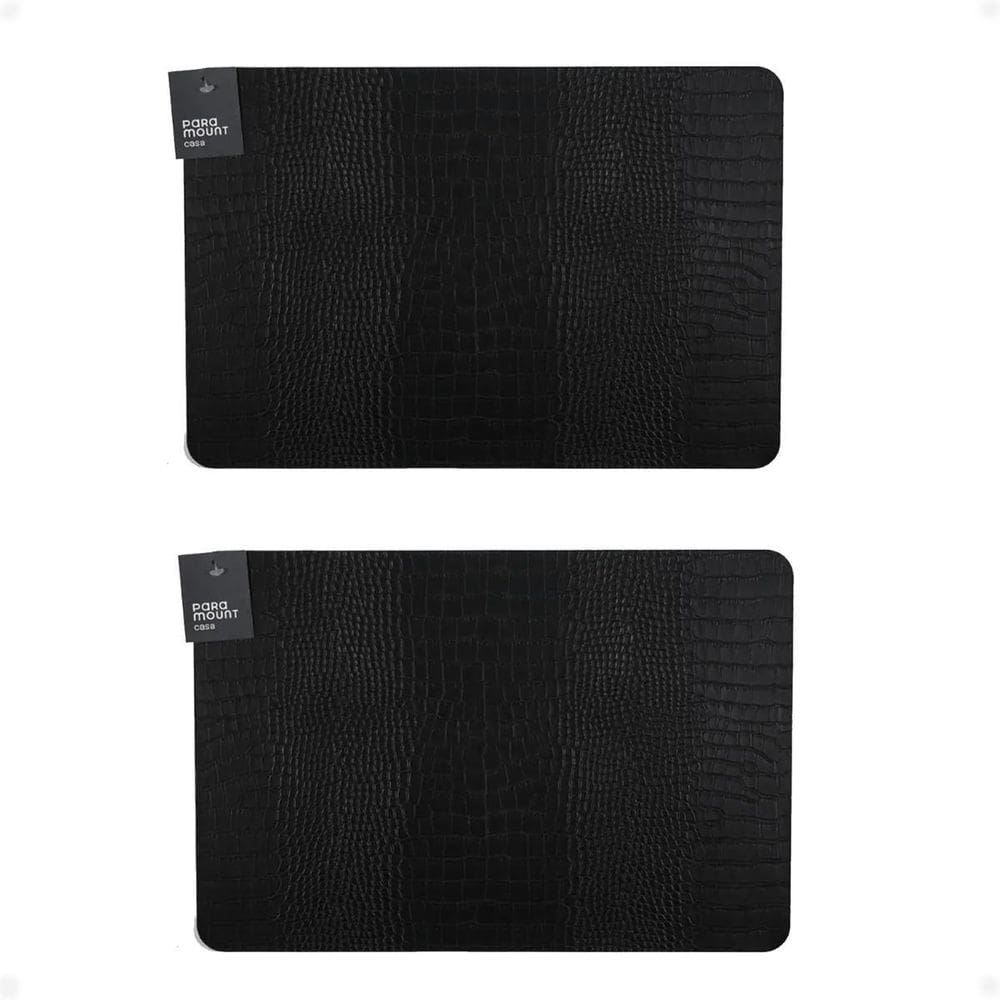 Kit 2 Lugar Americano Resistente Premium Croco 45X30Cm Preto