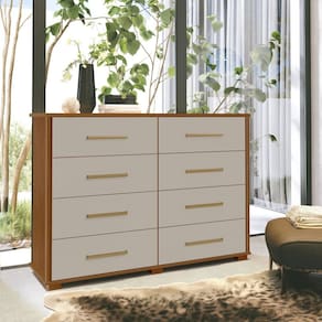 Cômoda 8 Gavetas Lis 127,5cm X 99cm X 45cm Nogueira /Gianduia
