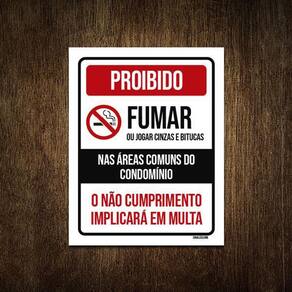 Placa Proibido Fumar Jogar Áreas Comuns Condomínio 18X23