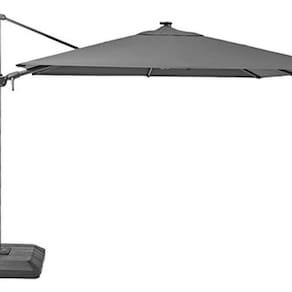 Ombrelone Lateral Alumínio C/ Base E Led Quadrado 3x3m Cinza