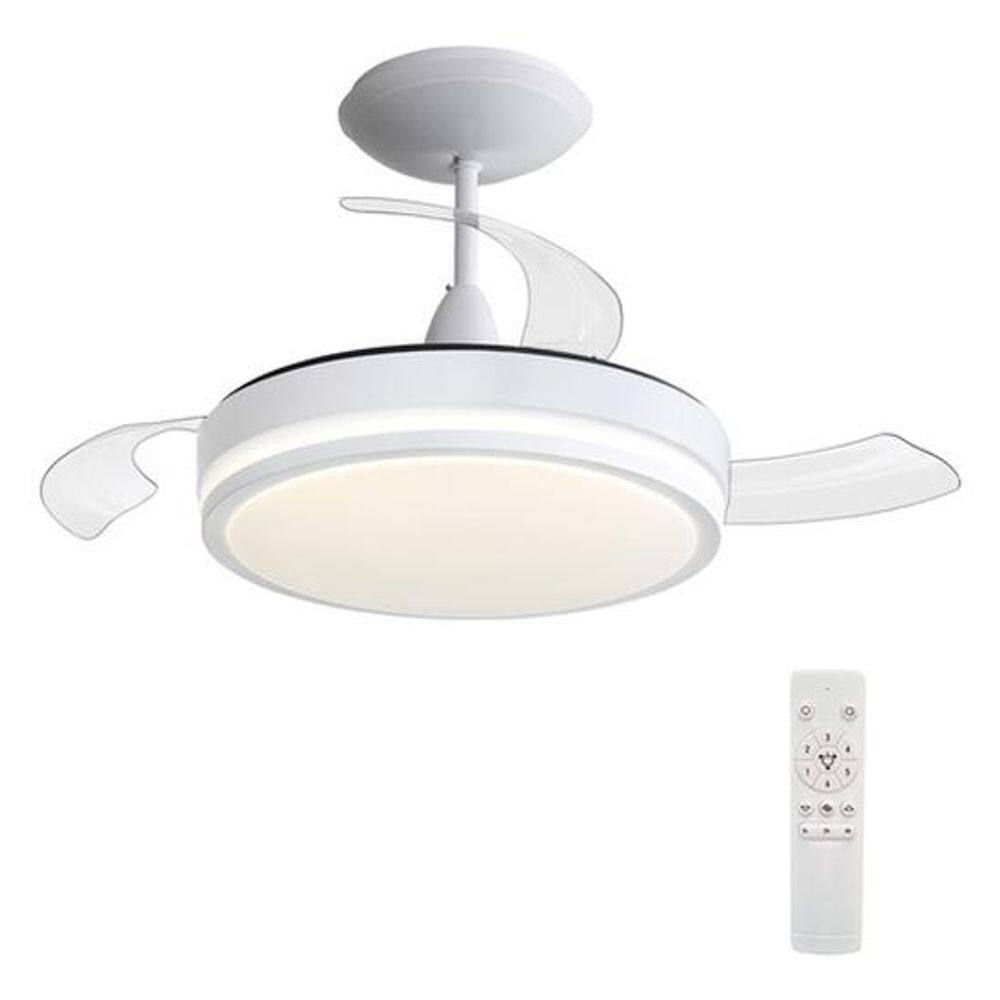 Ventilador De Teto Retrátil Com Led E Controle 91 Cm Bivolt