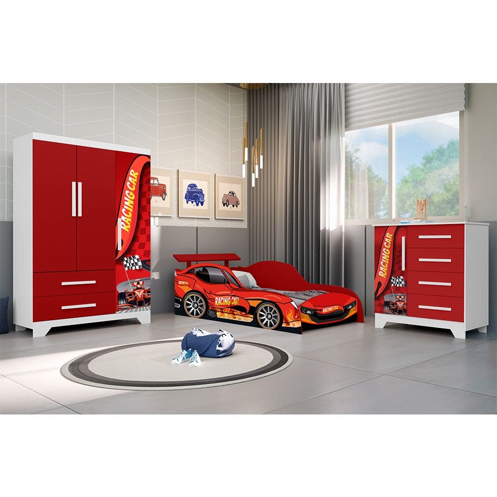 Quarto Completo Infantil Personagens Gd Moveis - Vermelho