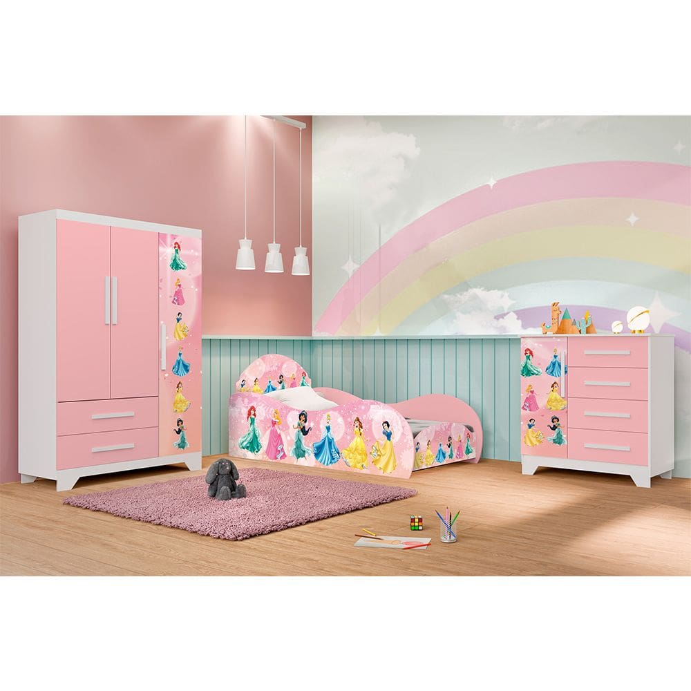 Jogo De Quarto Infantil Personagens Carros Completo - Rosa