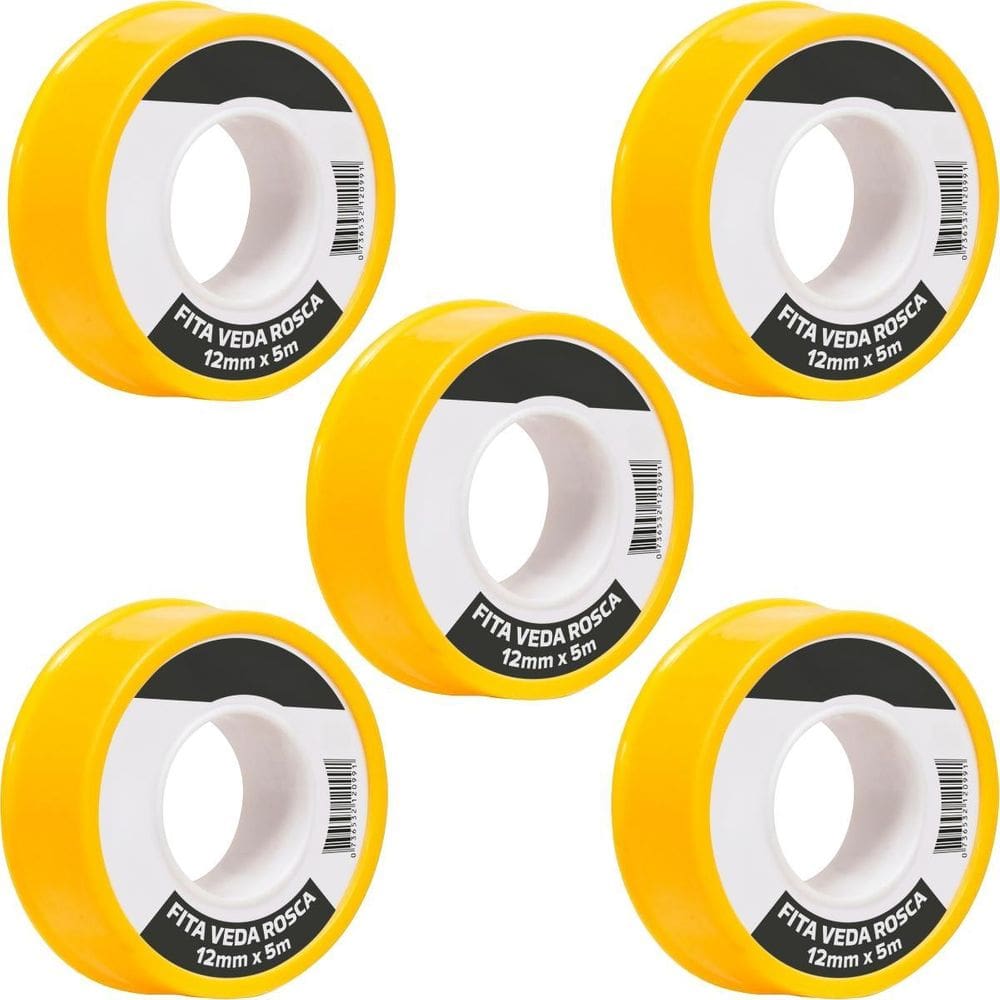 Fita Veda Rosca Teflon 12Mm X 5M Kit 05 Un