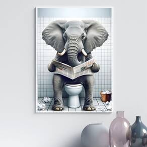 Quadro Divertido Banheiro - Elefante 33X24Cm