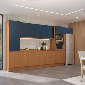 Cozinha Completa 7 Peças com Tampo para Cozinha Canela/Azul