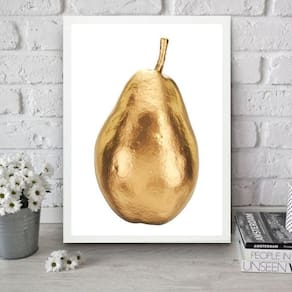 Quadro Para Cozinha Pera Dourada 45X34Cm