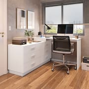 Escrivaninha em L com 6 Gavetas Cômoda Leonie Yescasa Branco