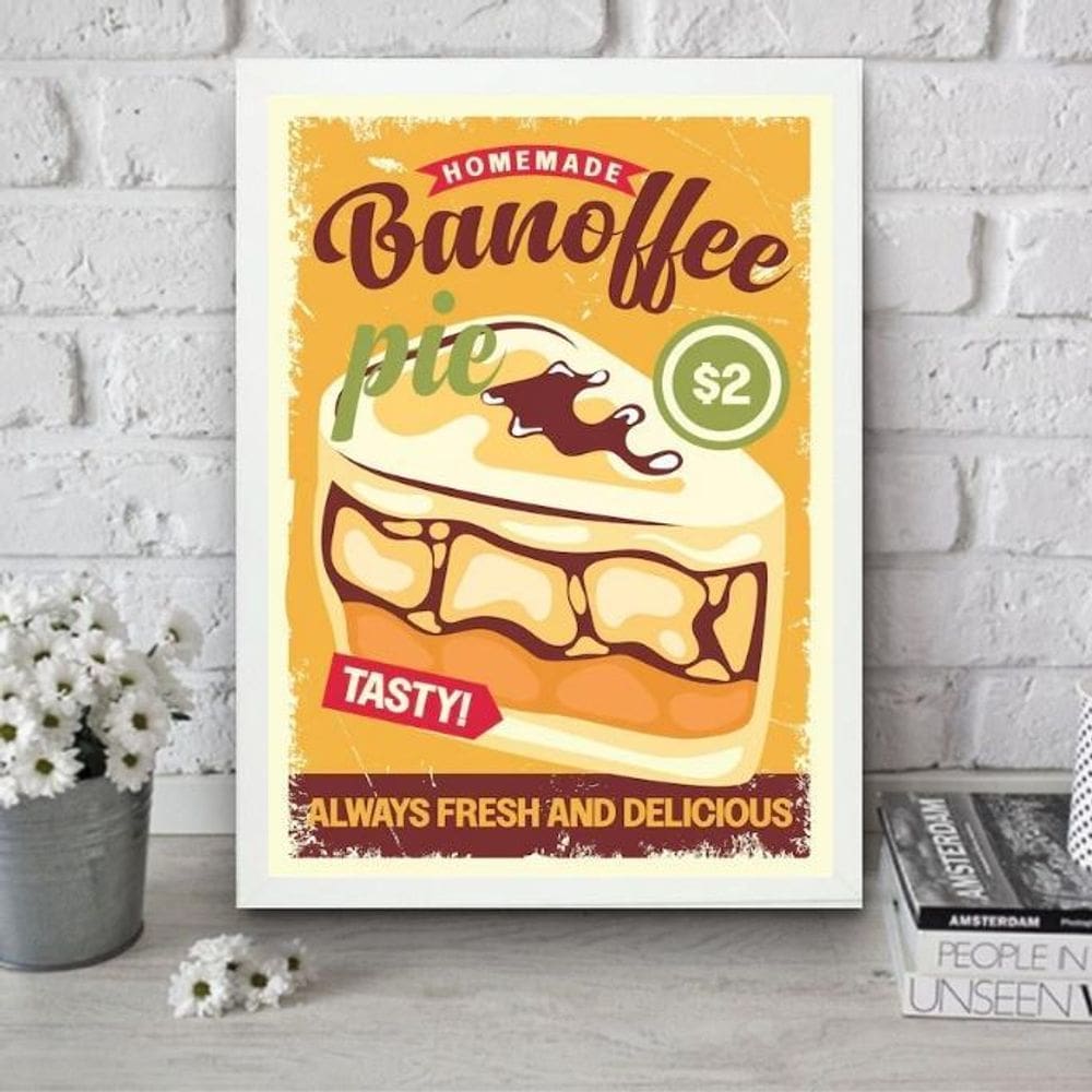 Quadro Para Cozinha Bolo Banoffee 33X24Cm