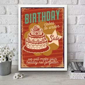 Quadro Para Cozinha Bolo De Aniversário 24X18Cm - Com Vidro