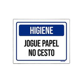 Placa De Sinalização - Higiene Jogue Papel No Cesto 27X35