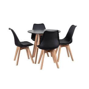 Conjunto Mesa Leda 90 Cm Preta + 4 Cadeiras Leda Pretas