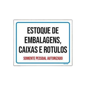 Placa Estoque Embalagens Caixas Rótulos 18x23cm 10un