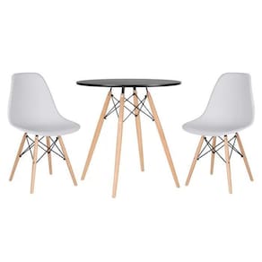 Conjunto Mesa Jantar Eiffel 70Cm Preta + 2 Cadeiras Charles