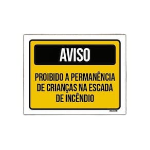 Kit 10 Placas Aviso Proibido Permanência Crianças Escada