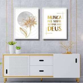 Kit 2 Quadros Modernos Nunca Foi Sorte 45X34Cm - Com Vidro