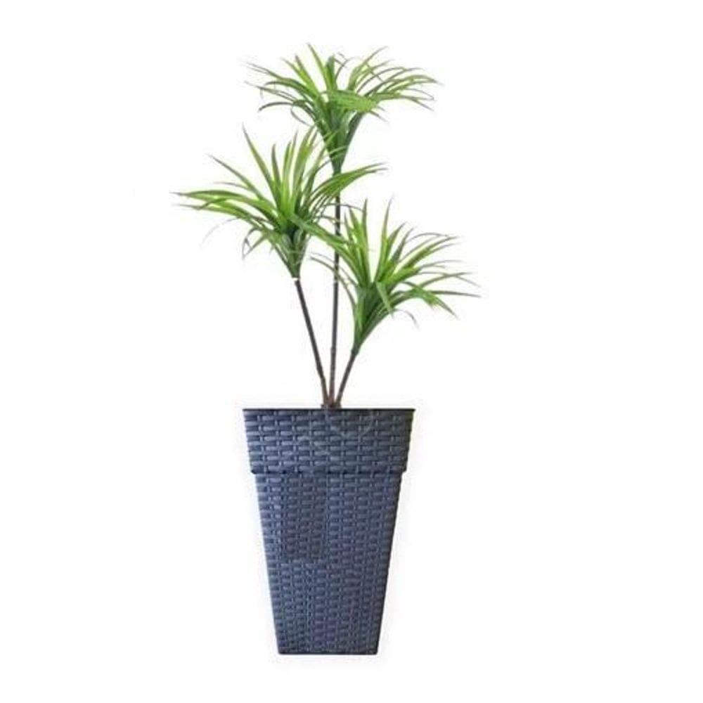 Vaso Coluna Quadrado Rattan 17, 5L Preto Plantas Jardim