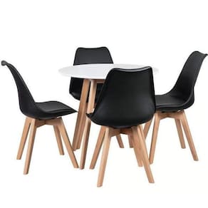 Kit - Mesa De Jantar Leda Redonda 90 Cm Branco + 4 Cadeiras