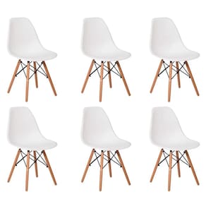 Kit 6 Cadeiras Charles Eames Eiffel Base Madeira Sala De Jan