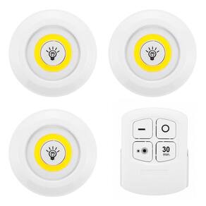 Kit Lampada Luminaria Adesivo Sem Fio Controle Remoto 3 Led
