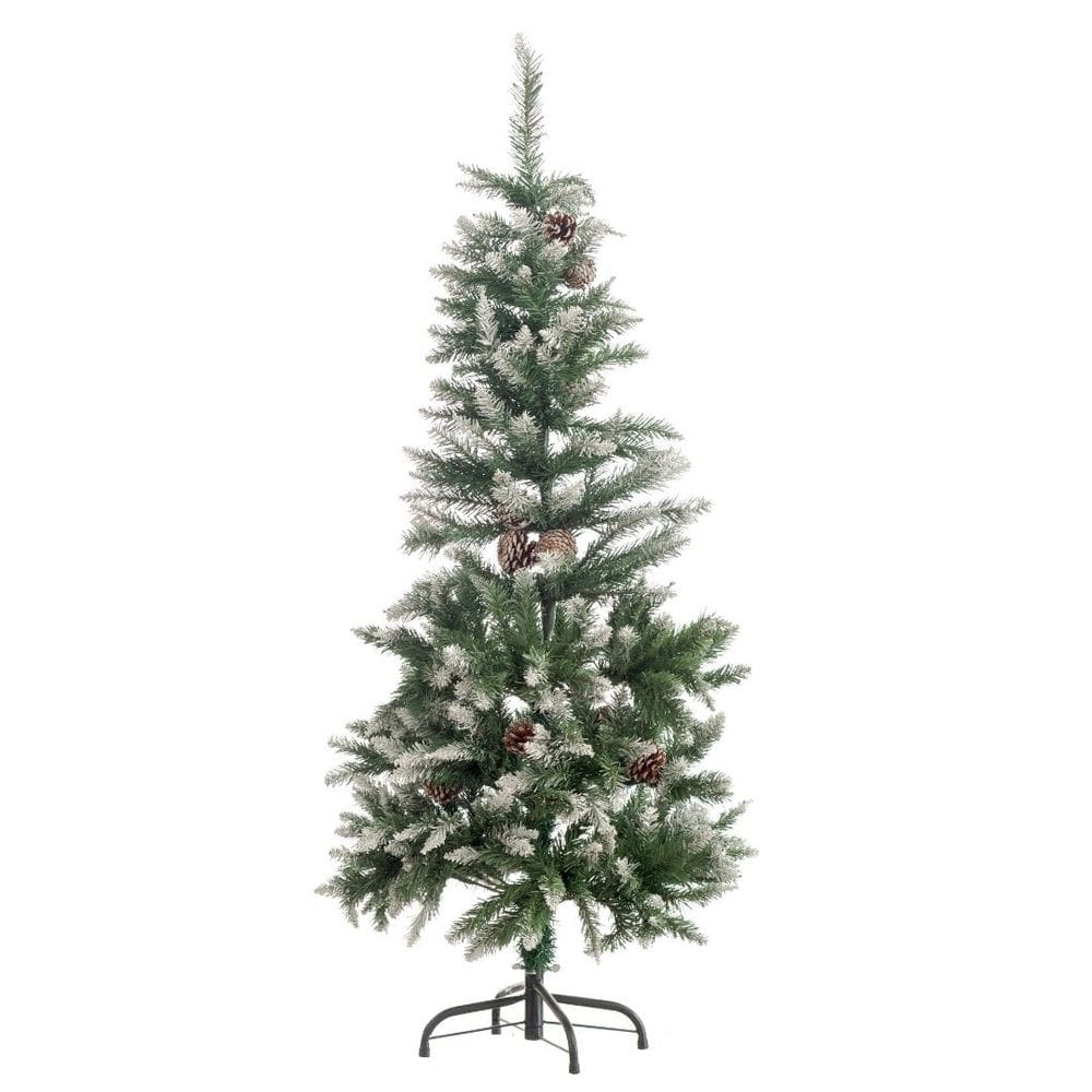 Árvore de Natal Pinheiro Nevado Decorado Pinhas Naturais 320 Galhos 1,20m - Bela Flor