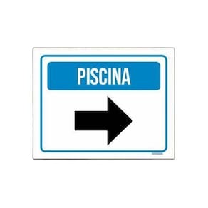 Kit 10 Placa Sinalização - Piscina Azul Seta Direita