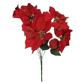 Buquê Flor Bico de Papagaio Veludo e Glitter Vermelho Prime 45cm - Nataluz